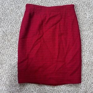 Vintage Rena Rowan Elegant Red Pencil Tweed Skirt Office Formal Retro